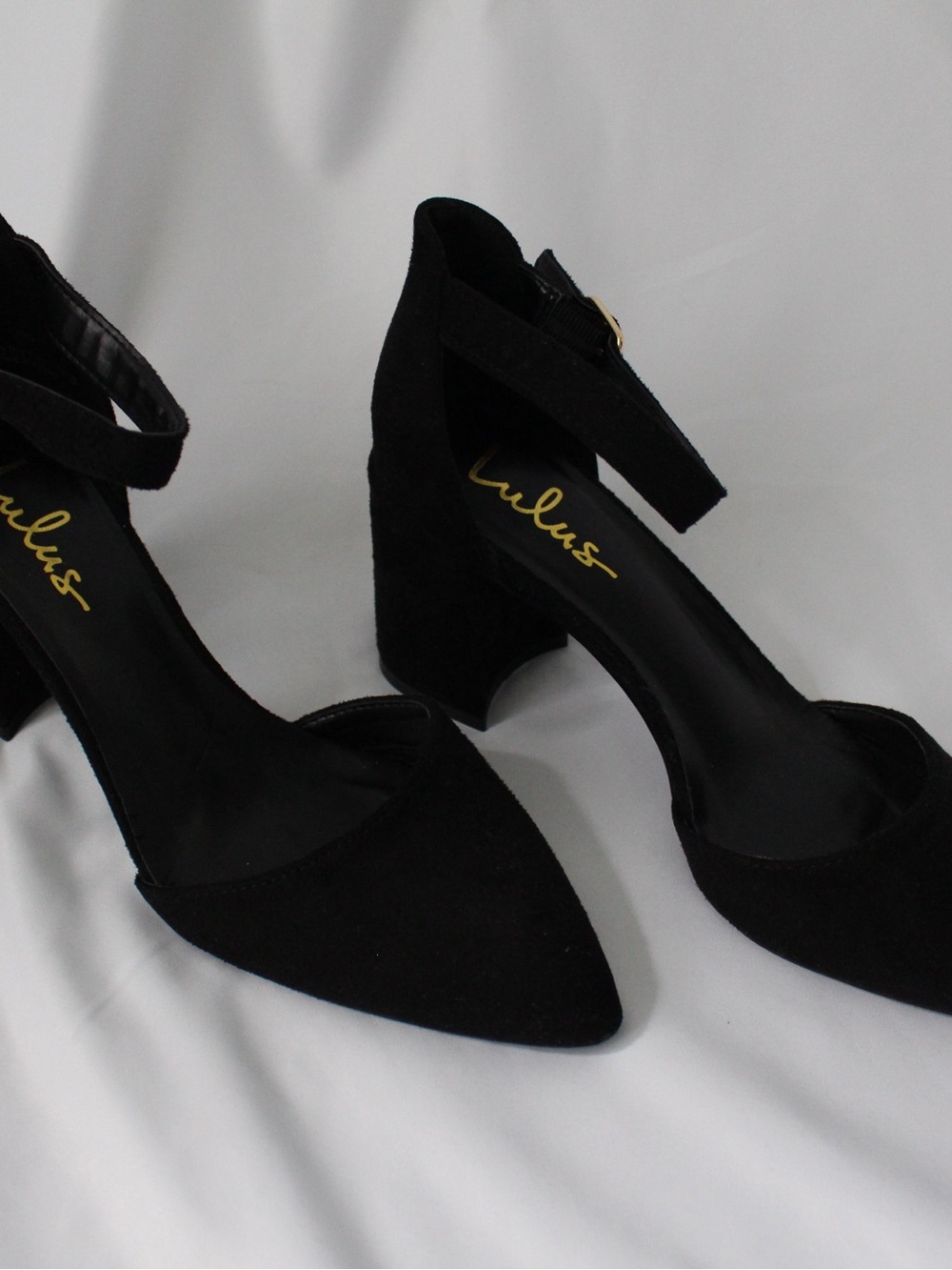Lulus Black Pointed Toe Ankle Strap Block Heels - Picture 4 of 7